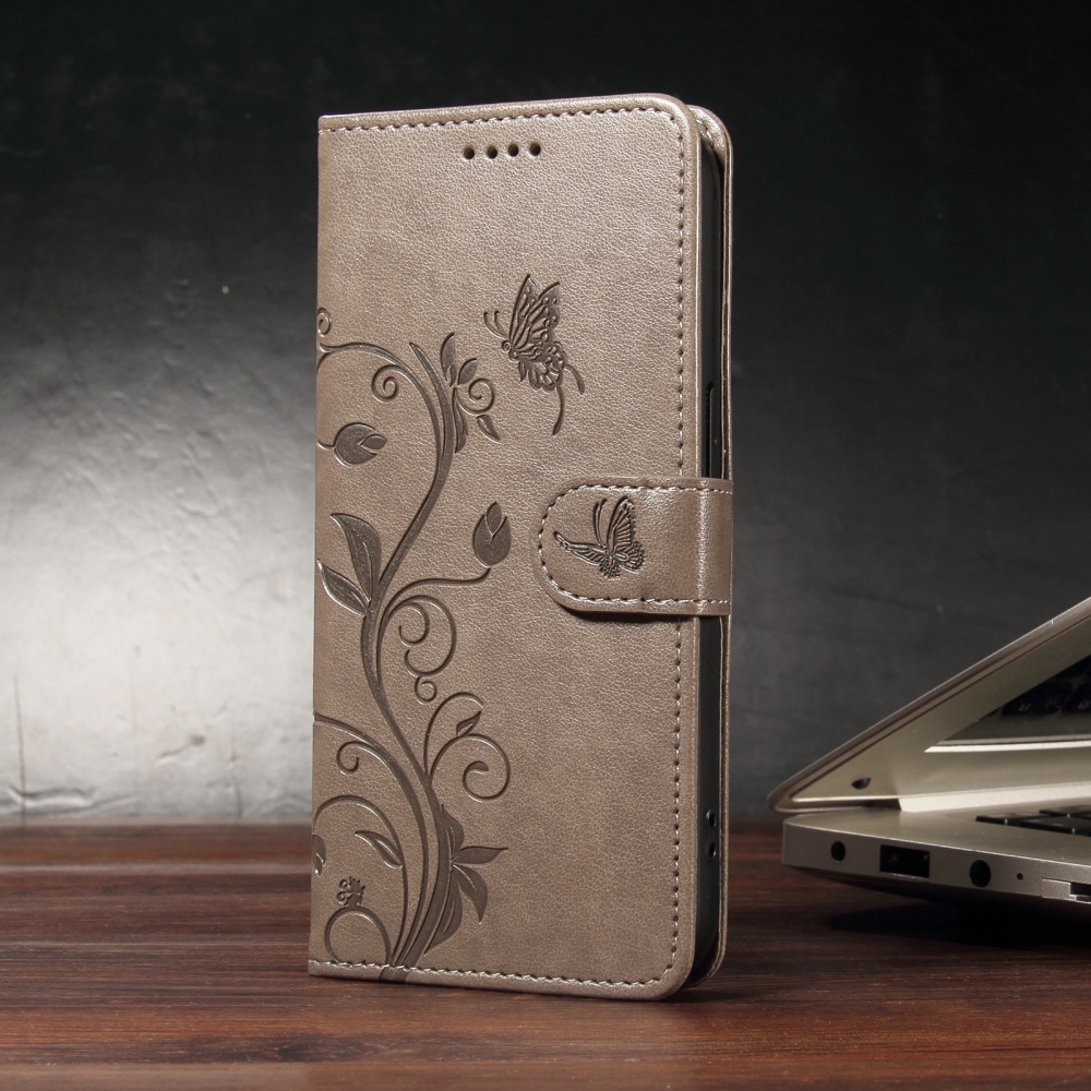 Flowers knižkové puzdro na Xiaomi Poco F7 5G - šedé