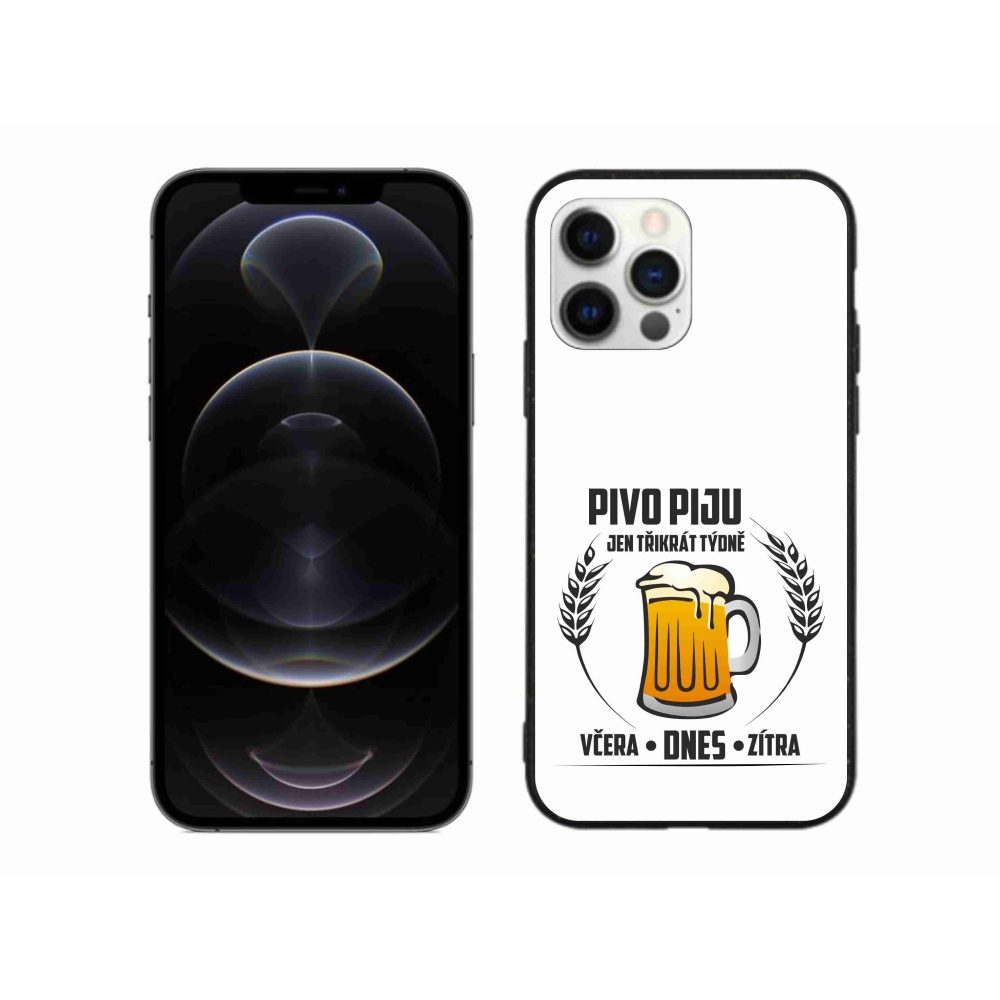 Gélový kryt mmCase na iPhone 12 Pro Max - pivný motív biele pozadie