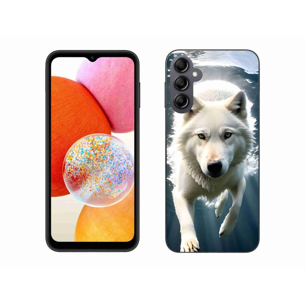 Gélový kryt mmCase na Samsung Galaxy A14 4G/5G - biely vlk