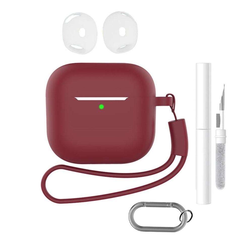 Set silikónový obal na Apple AirPods 4 s čistiacou sadou - vínový