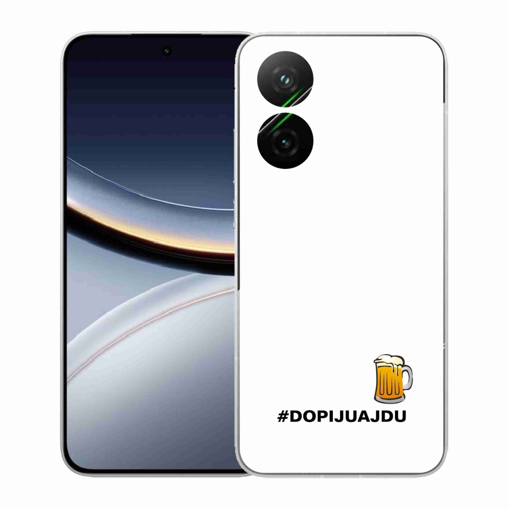Gélový kryt mmCase na Xiaomi Poco F7 5G - pivný motív 1 biele pozadie