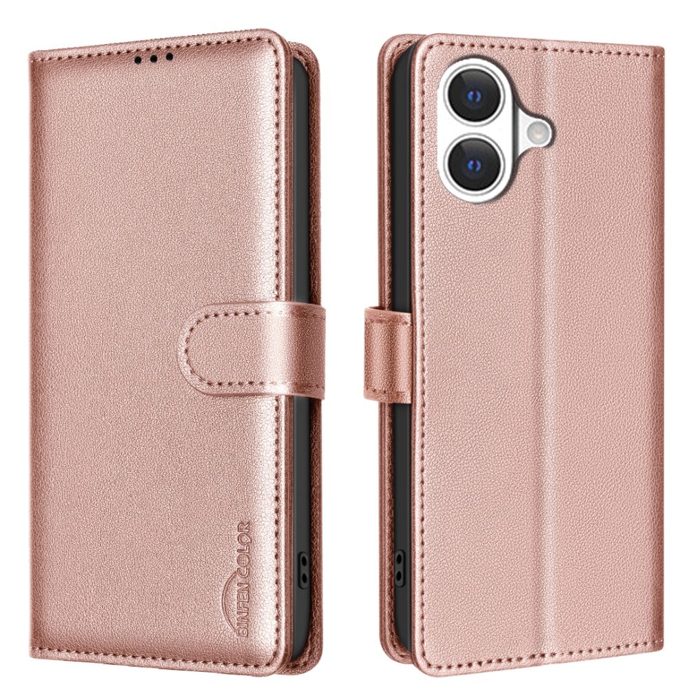 BINFEN knižkové púzdro na iPhone 17 - ružovozlaté