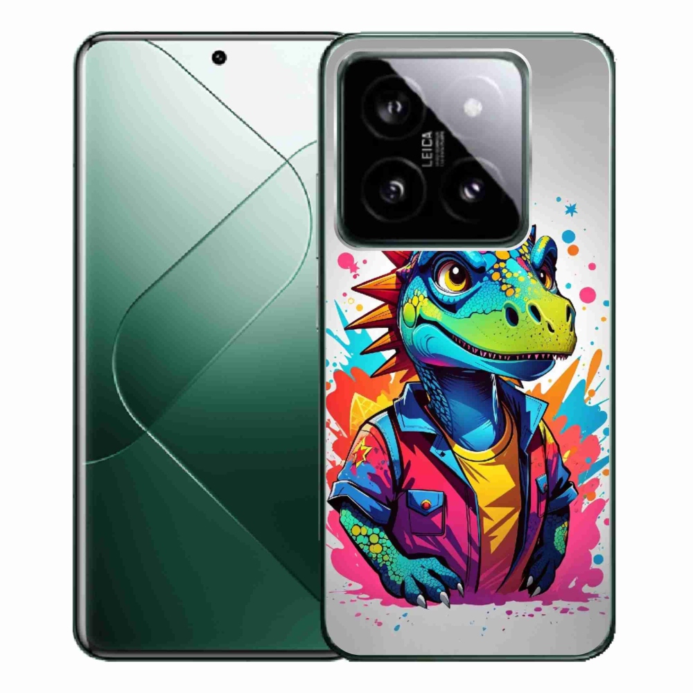 Gélový kryt mmCase na Xiaomi 14 Pro - farebný dinosaurus