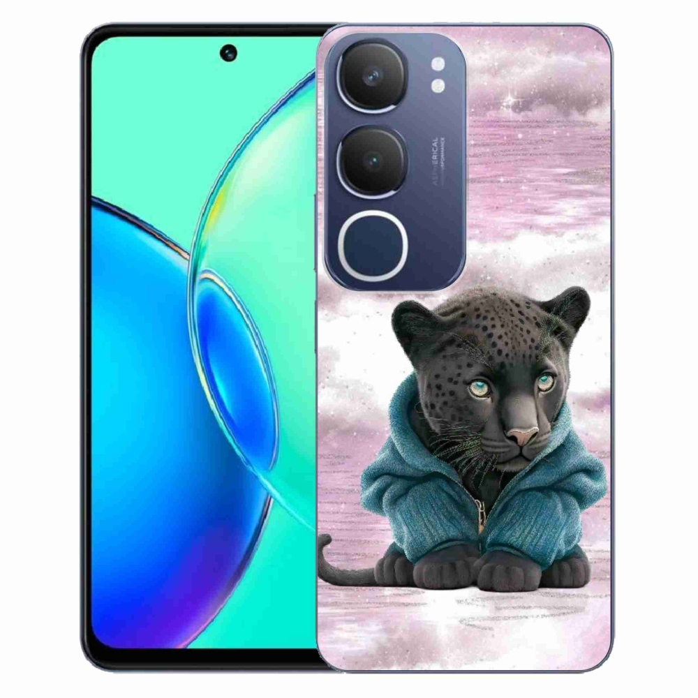 Gélový kryt mmCase na Vivo Y19s - čierny panter vo svetri