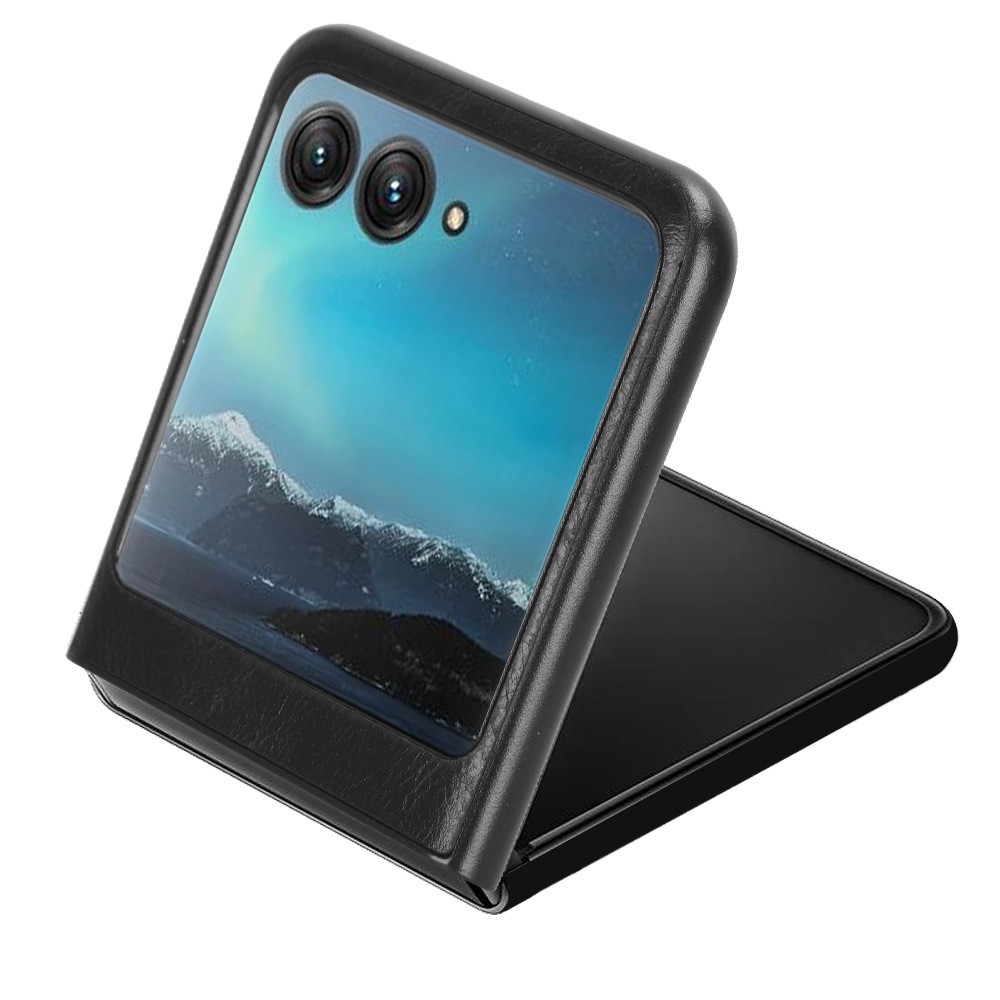 Vintages plastový kryt s umelou kožou na Motorola Razr 40 Ultra 5G - čierny