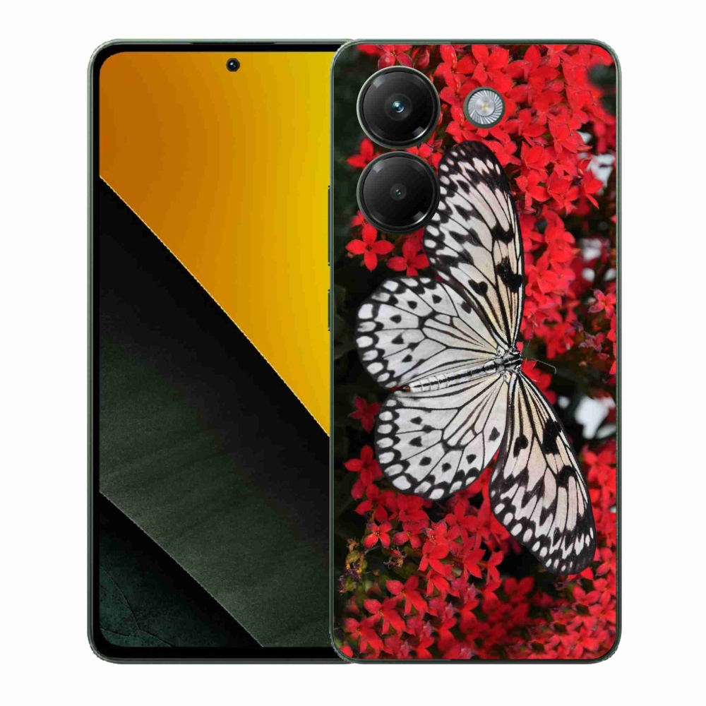 Gélový kryt mmCase na Xiaomi Poco M7 Pro 5G - čiernobiely motýľ 1