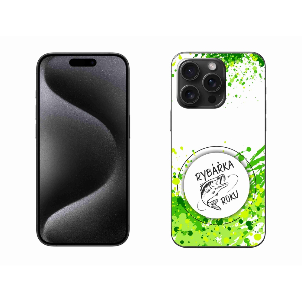 Gélový kryt mmCase na iPhone 15 Pro Max - rybárka roku biele pozadie