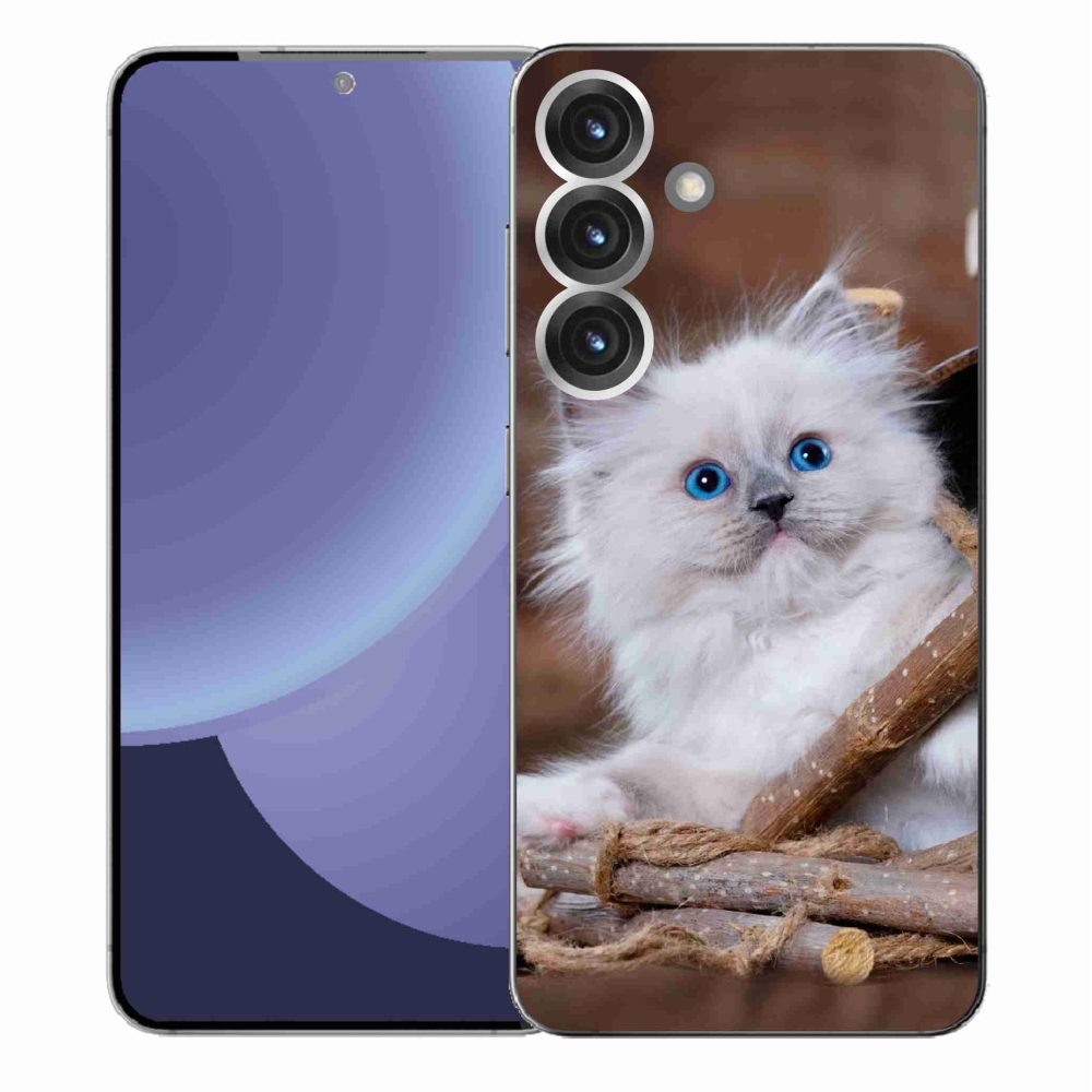 Gélový kryt mmCase na Samsung Galaxy S25+ - biele mačiatko