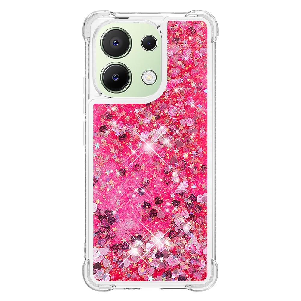 Glitter gélový presýpací obal na Xiaomi Redmi Note 13 - ružový/srdiečka