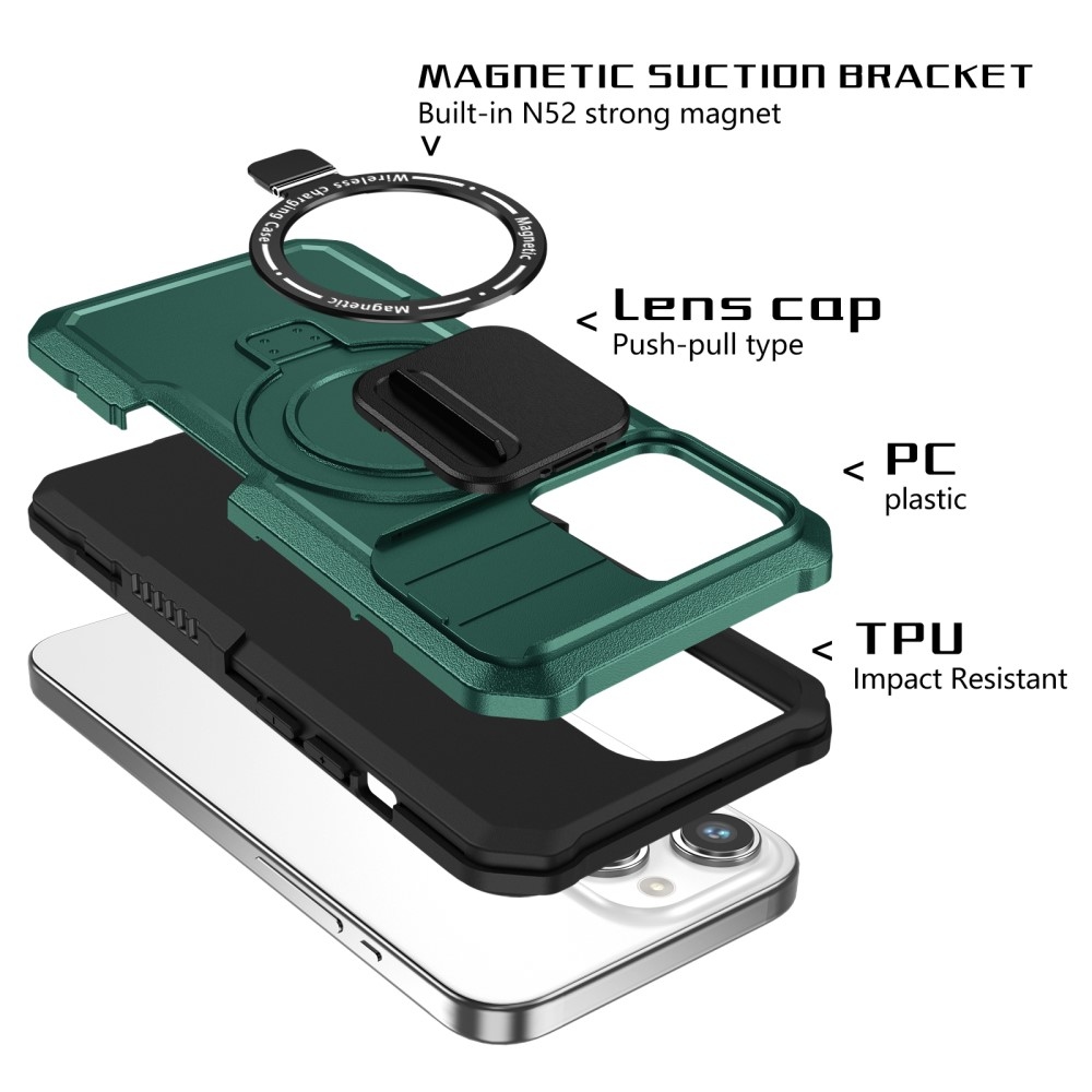 Military odolný kryt s MagSafe na iPhone 14 Pro Max - tmavozelený