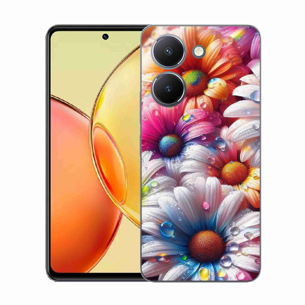 Gélový kryt mmCase na Vivo Y36 - farebné margaréty