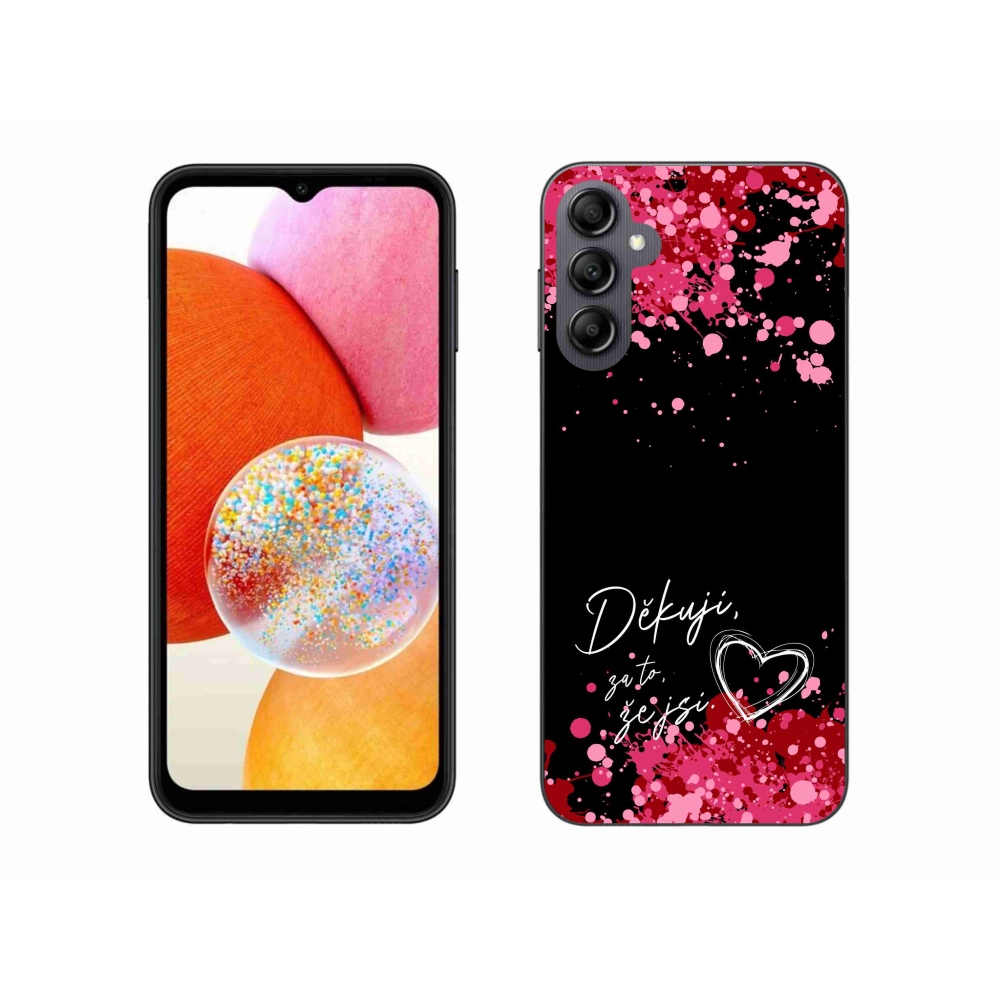 Gélový kryt mmCase na Samsung Galaxy A14 4G/5G - zamilovaný text 2 čierne pozadie