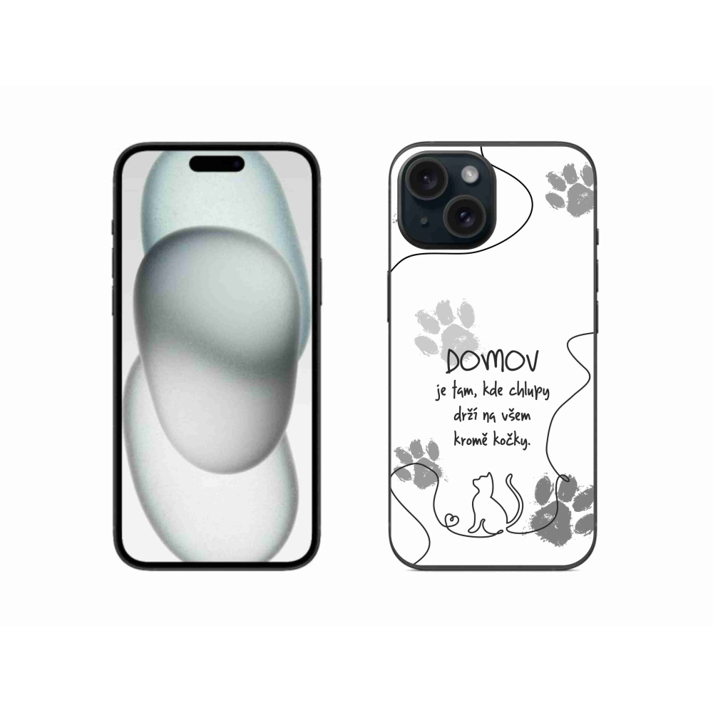 Gélový kryt mmCase na iPhone 15 - mačacie motív biele pozadie
