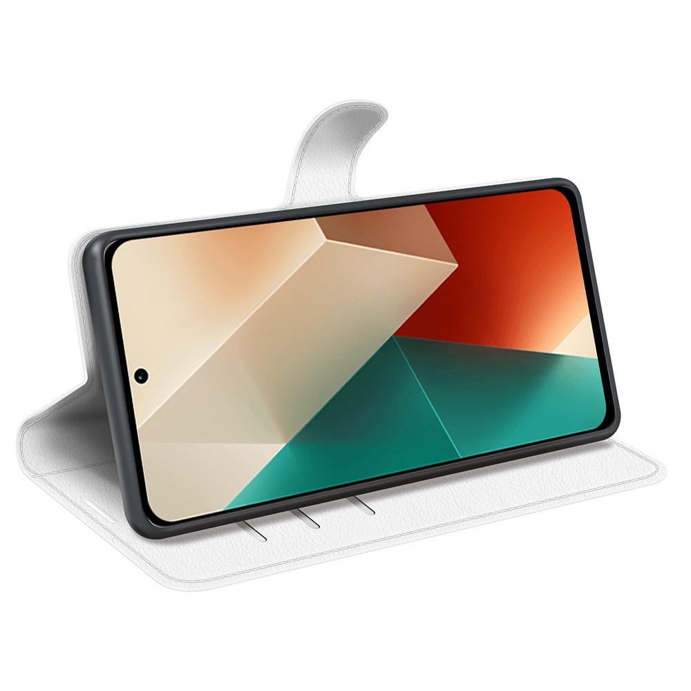 Litchi knižkové púzdro na Xiaomi Redmi Note 13 5G - biele