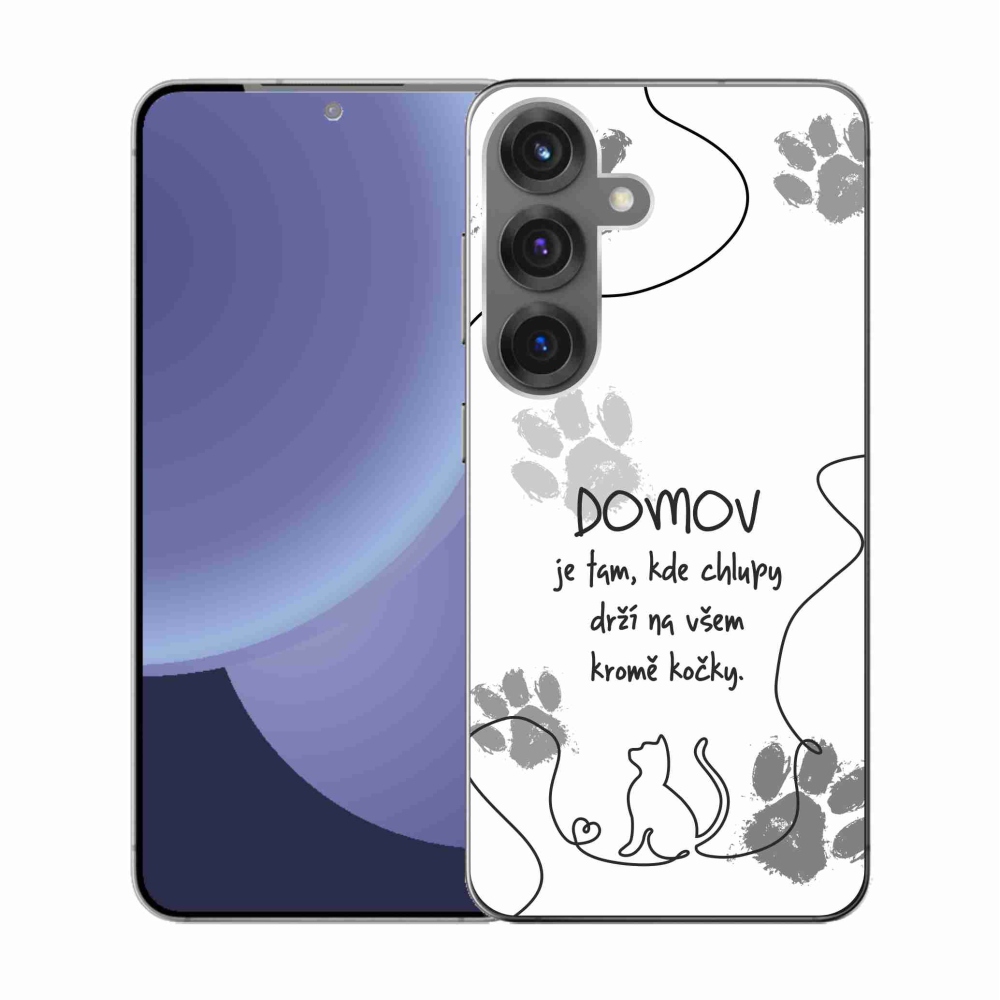 Gélový kryt mmCase na Samsung Galaxy S25 - mačacie motív biele pozadie