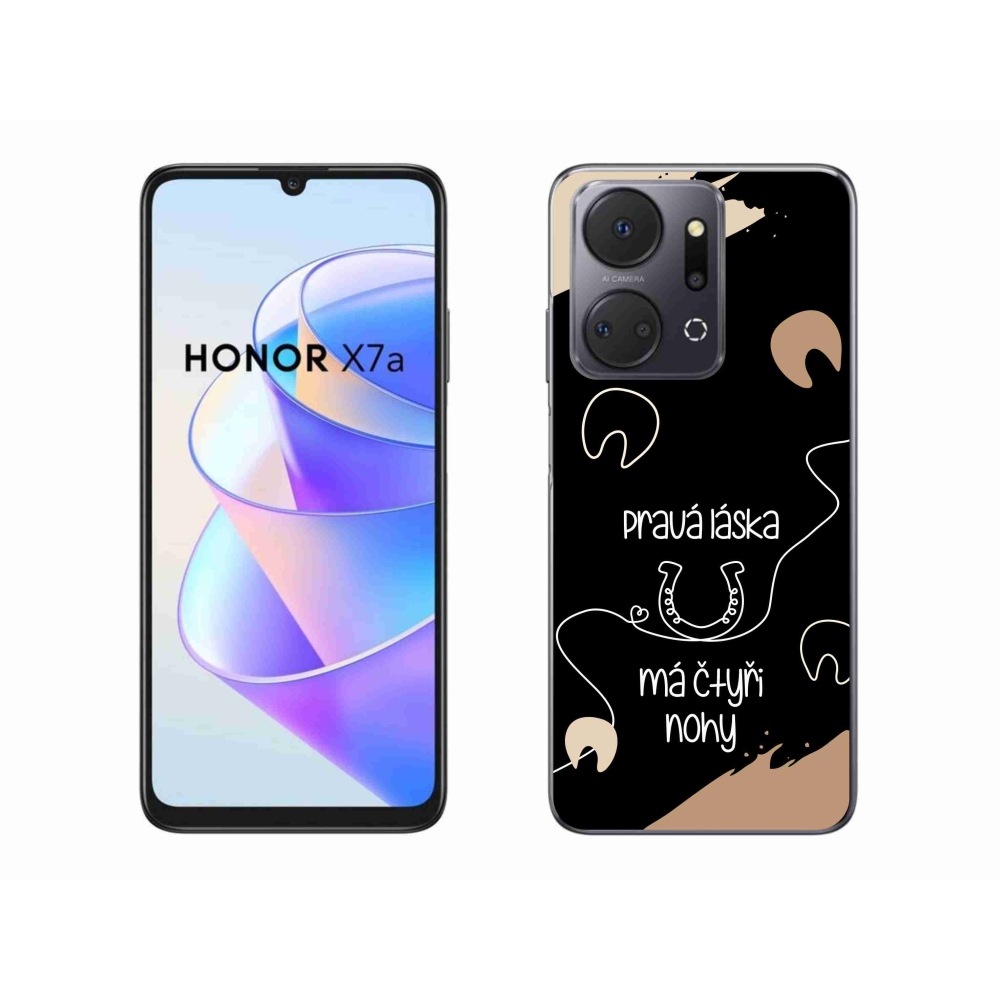 Gélový kryt mmCase na Honor X7a - konský motív čierne pozadie