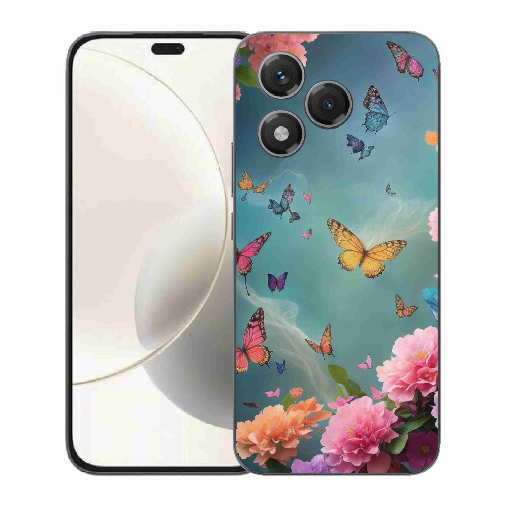 Gélový kryt mmCase na Honor 400 Lite - farebné kvety a motýle