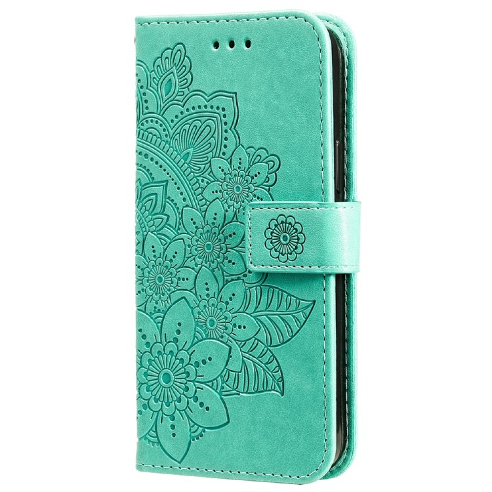 Floral knižkové puzdro na Vivo Y29s 5G - modrozelené