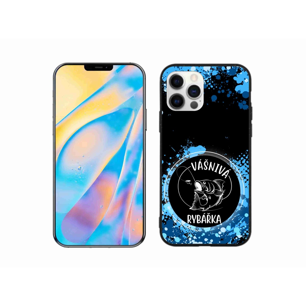 Gélový kryt mmCase na iPhone 12 - vášnivá rybárka čierne pozadie