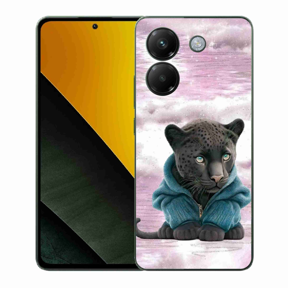 Gélový kryt mmCase na Xiaomi Poco M7 Pro 5G - čierny panter vo svetri