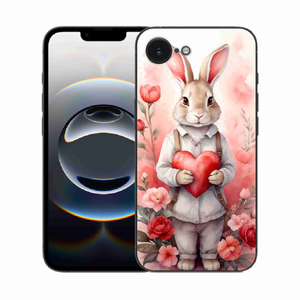 Gélový kryt mmCase na iPhone 16e - zajac so srdiečkom