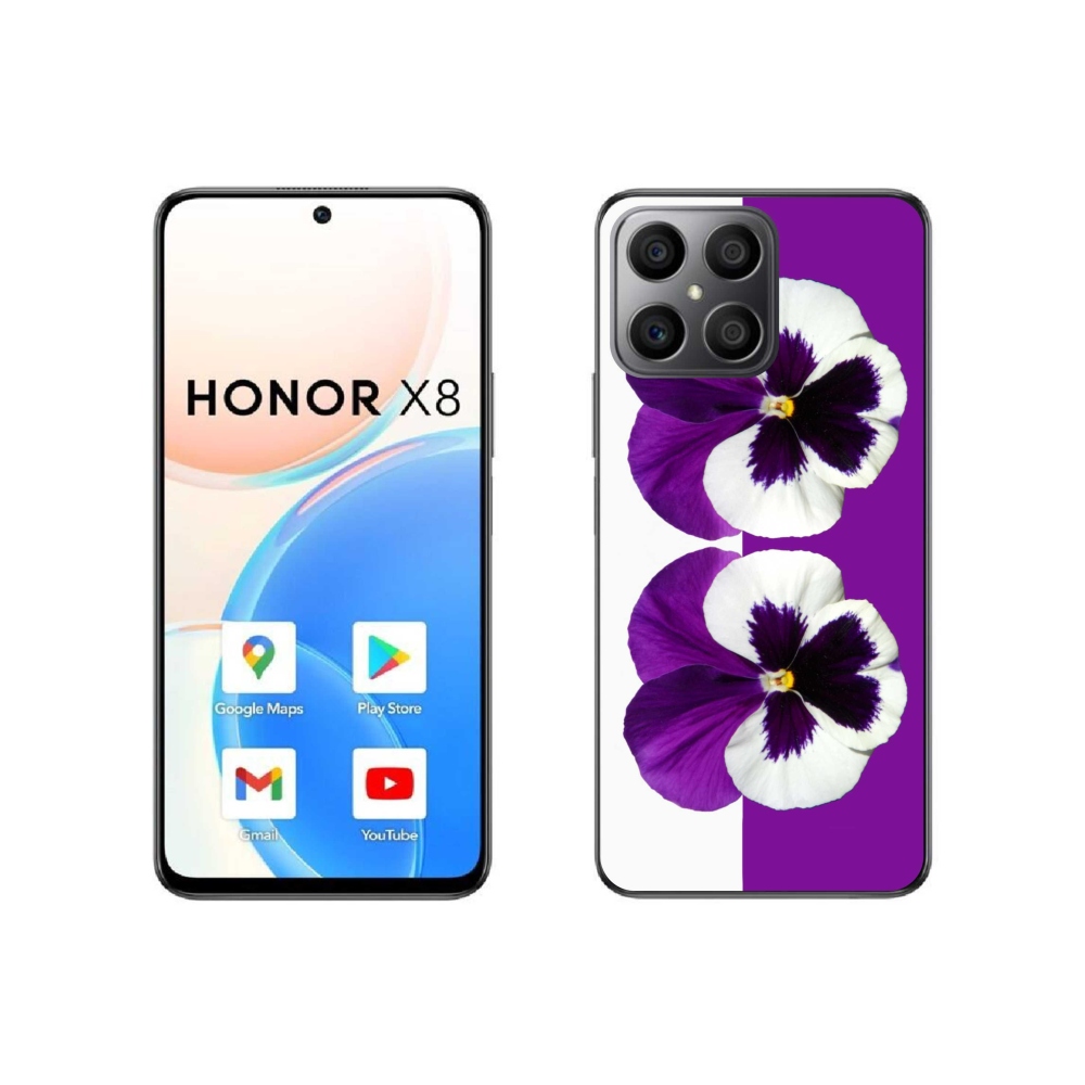 Gélový kryt mmCase na Honor X8 4G - fialovobiely kvet