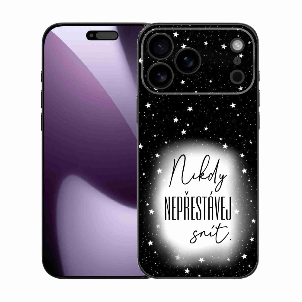 Gélový kryt mmCase na iPhone 17 Pro Max - citát 1 bieločierne pozadie