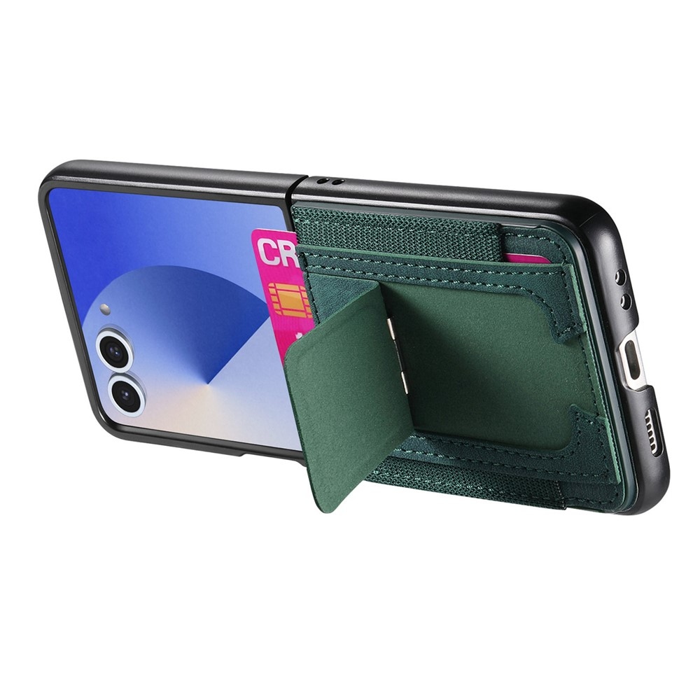 Luxurious plastový kryt s umelou kožou na Samsung Galaxy Z Flip7 5G - zelený