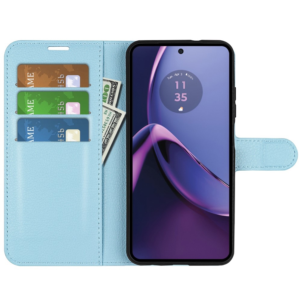Litchi knižkové púzdro na Motorola Moto G84 5G - modré