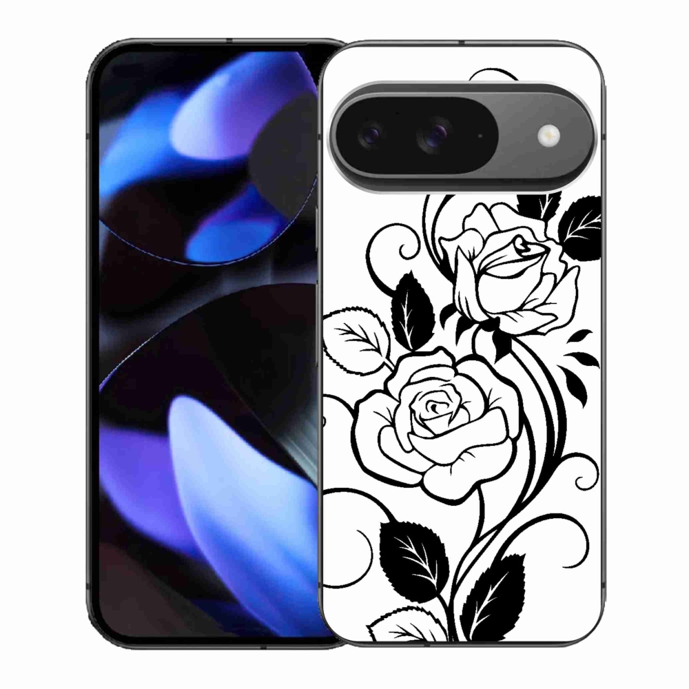 Gélový kryt mmCase na Google Pixel 9/9 Pro - čiernobiela ruža