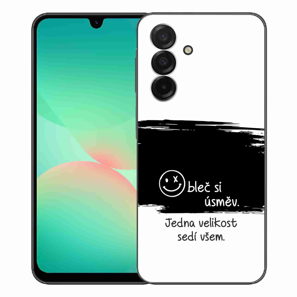 Gélový kryt mmCase na Samsung Galaxy A26 5G - vtipný text 8 čiernobiele pozadie
