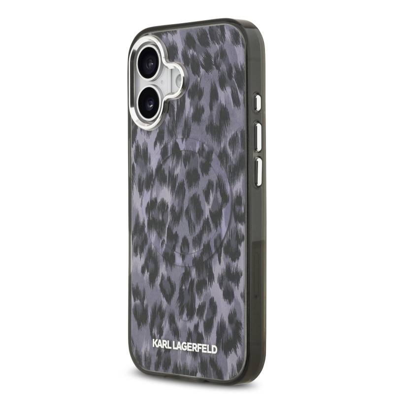 Karl Lagerfeld IML Leopard MagSafe zadný kryt pre iPhone 17 sivý