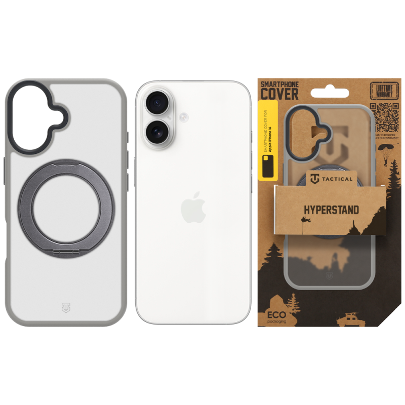 Tactical MagForce Hyperstand – puzdro pre Apple iPhone 16, svetlošedé