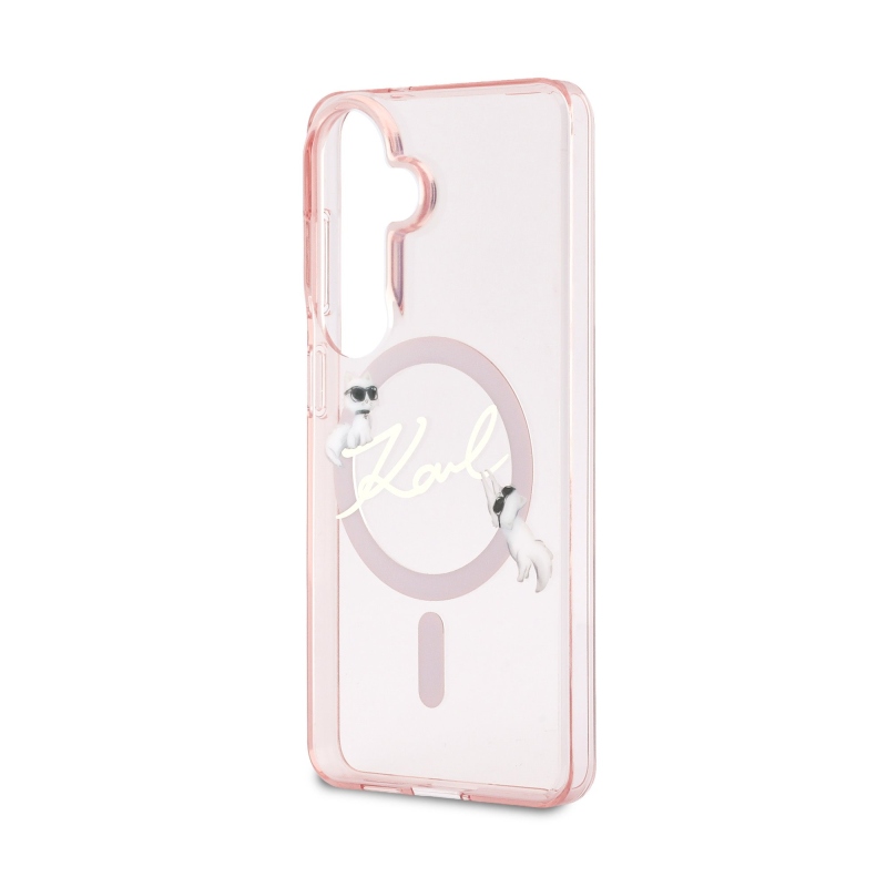 Karl Lagerfeld IML Choupette Karl Script Logo Magnetický zadný kryt pre Samsung Galaxy S26 Pink