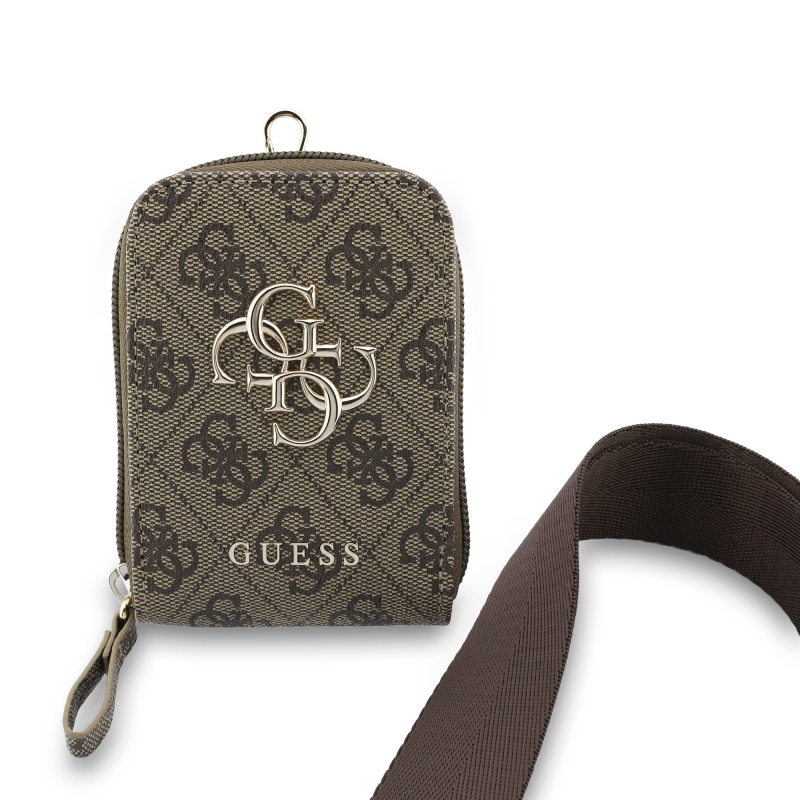 Guess Crossbody popruh PU 4G Kovové logo + peňaženka Brown