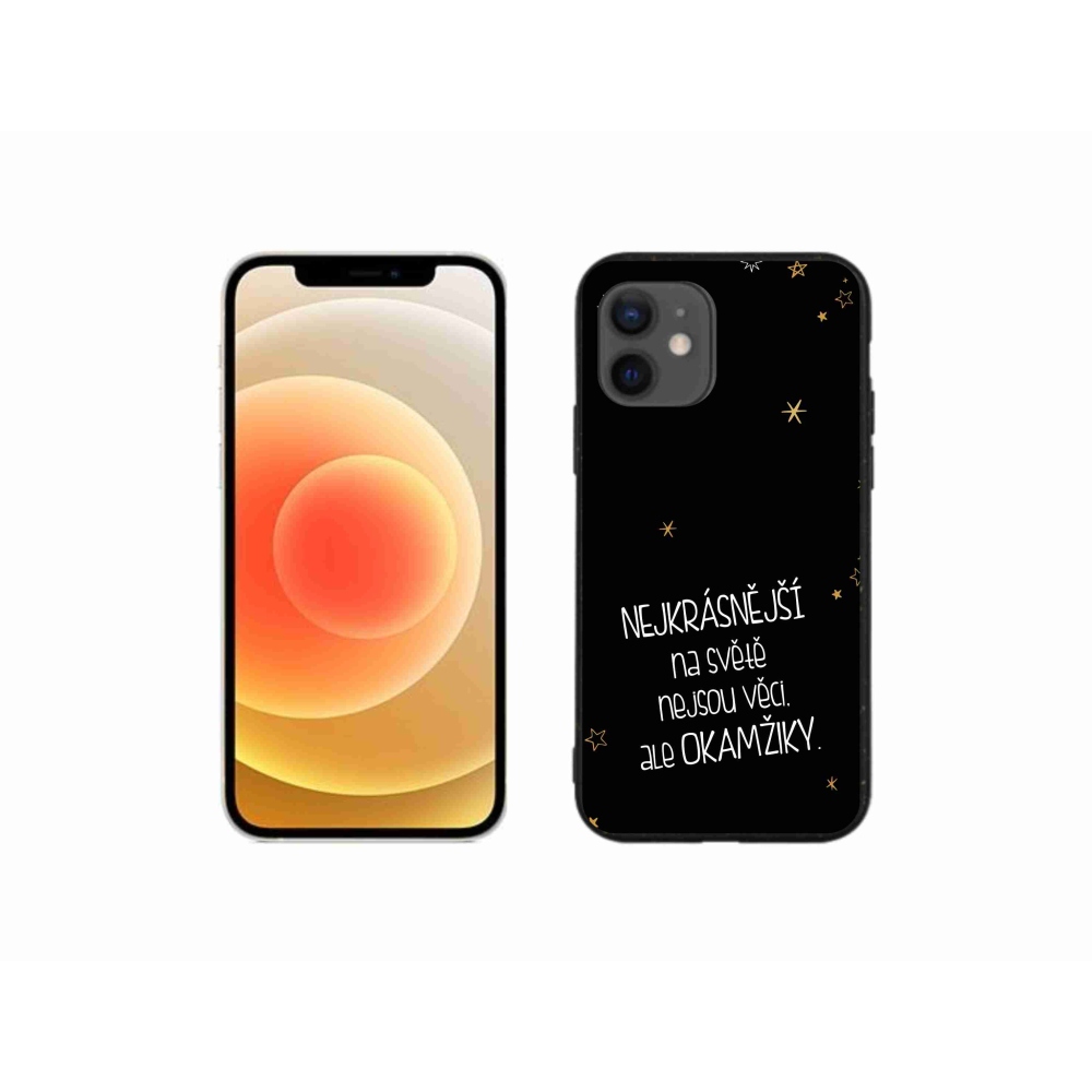Gélový kryt mmCase na iPhone 12 mini - citát 4 čierne pozadie