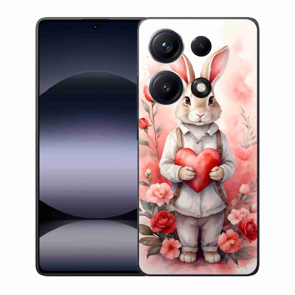 Gélový kryt mmCase na Xiaomi Redmi Note 14S - zajac so srdiečkom