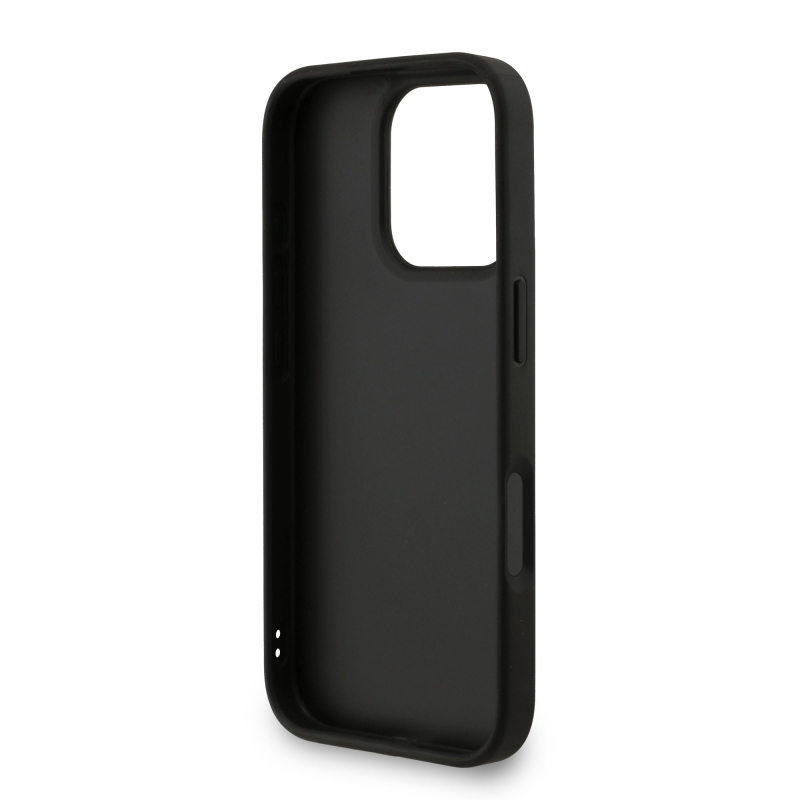 Guess PU 4G Metal Logo Strap Zadný Kryt pre iPhone 16 Pro Black