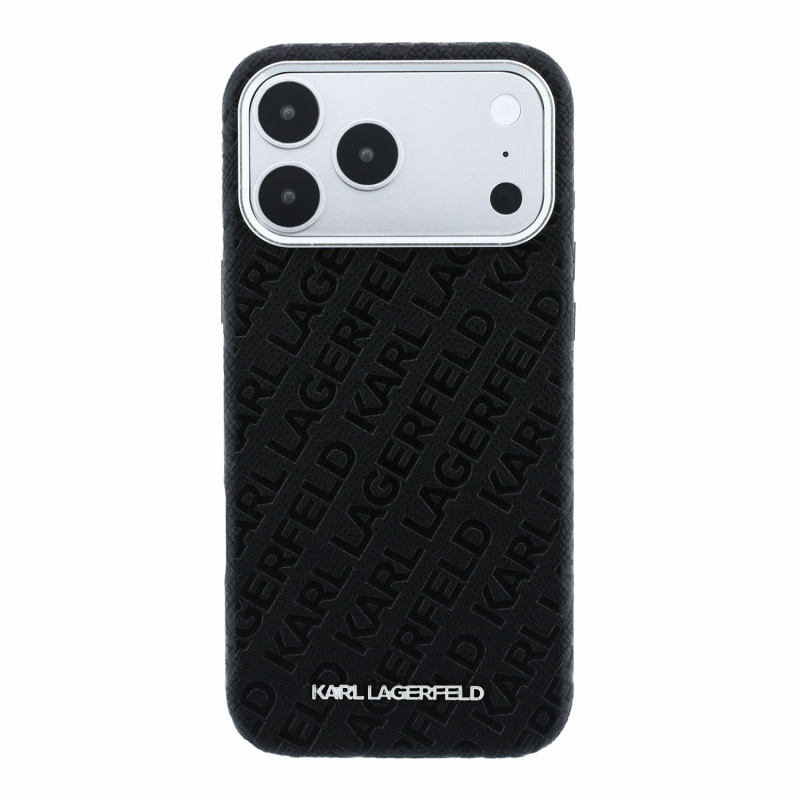 Karl Lagerfeld PU Grained Allover Semi Wrap Magsafe zadný kryt pre iPhone 18 Pro, čierny