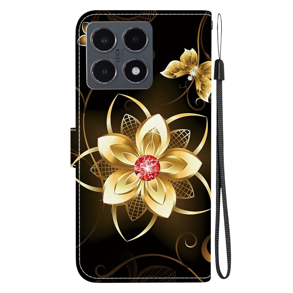 Versatile knižkové puzdro na Xiaomi 15T - zlatý kvet