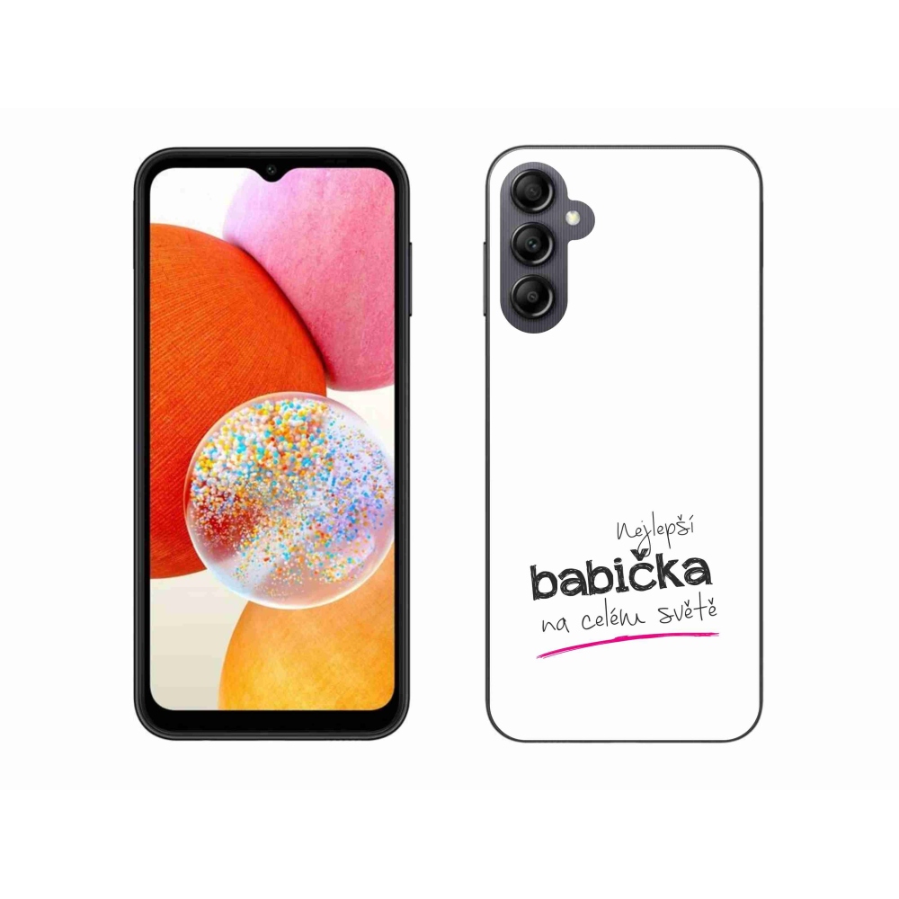 Gélový kryt mmCase na Samsung Galaxy A14 4G/5G - najlepšia babička 4 biele pozadie