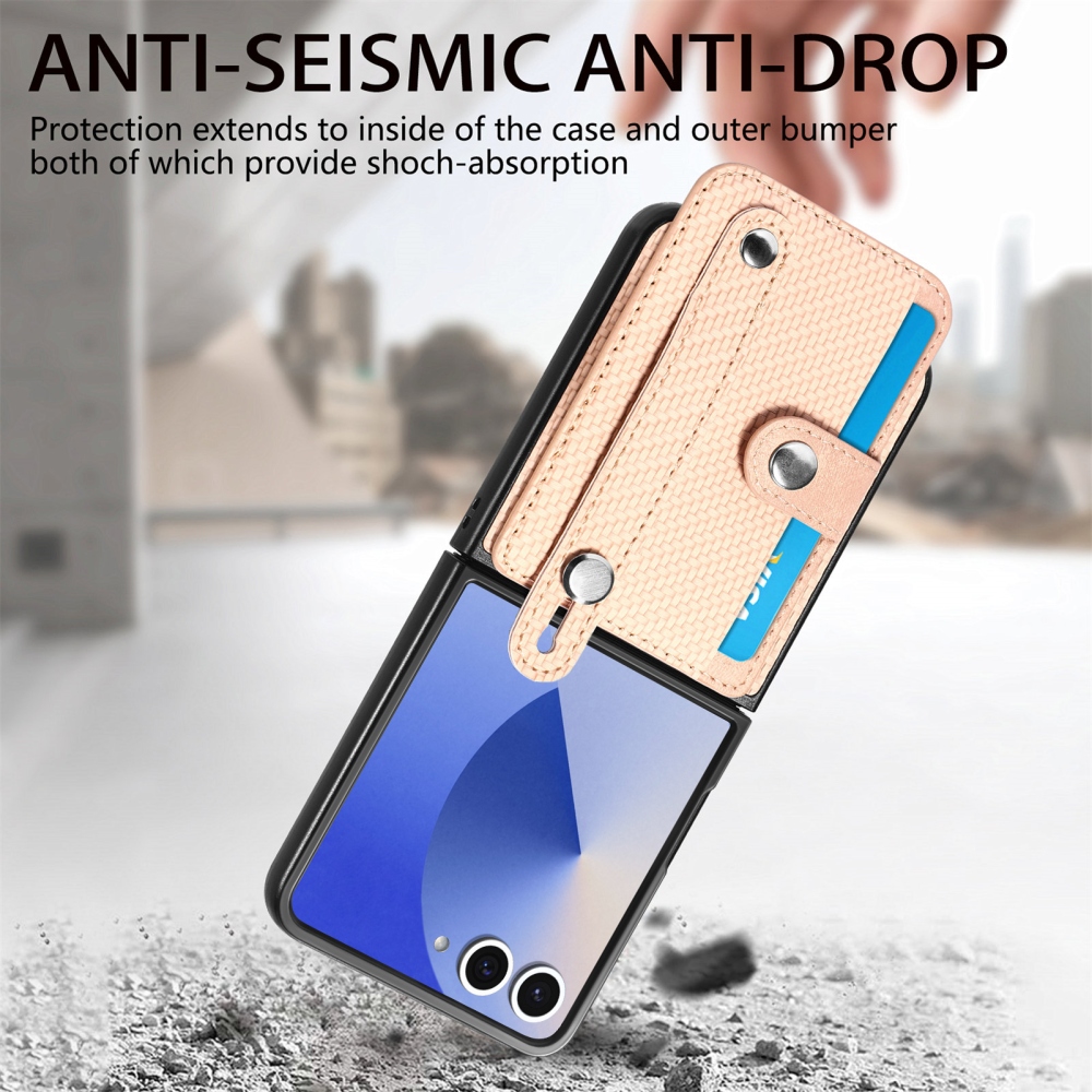 Wrisat plastový kryt s umelou kožou na Samsung Galaxy Z Flip7 5G - khaki