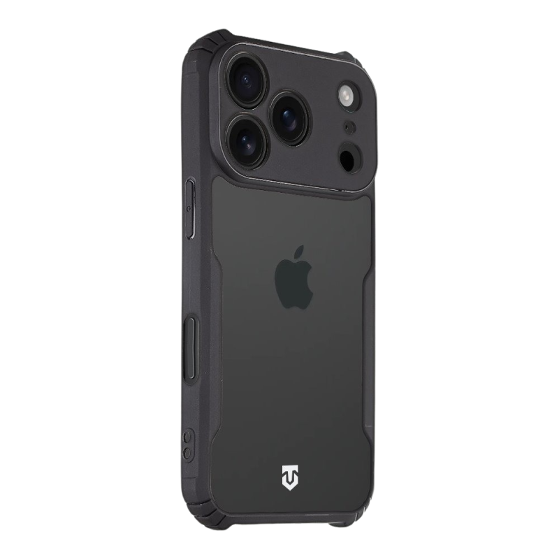 Tactical Quantum Stealth puzdro pre Apple iPhone 18 Pro, priehľadné/čierne