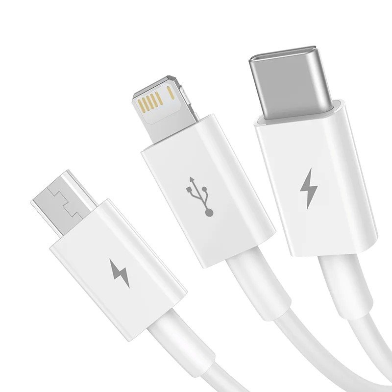 Rýchlonabíjací dátový kábel Baseus Superior Series USB-A - USB-C/microUSB/Lightning 3,5A 1m Stellar White