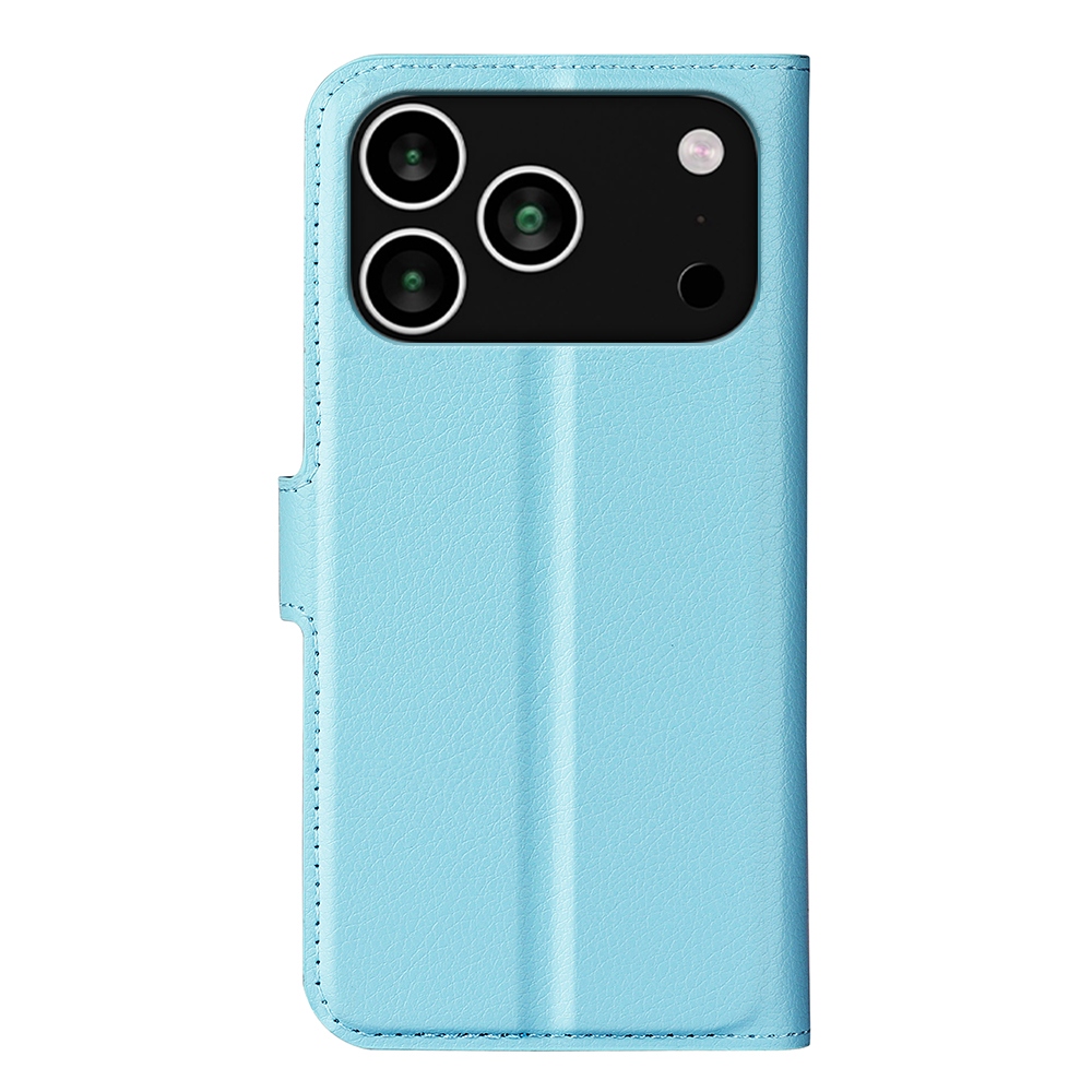 Litchi knižkové púzdro na iPhone 17 Pro - modrý