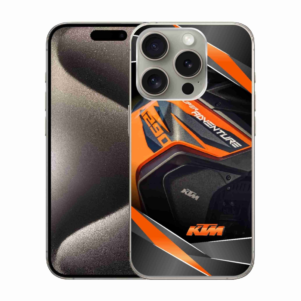 Gélový kryt mmCase na iPhone 15 Pro - motorka ktm