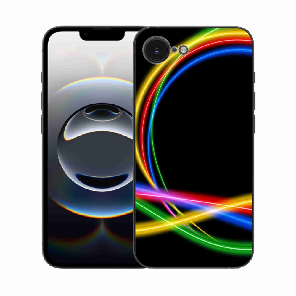 Gélový kryt mmCase na iPhone 16e - neónové kruhy
