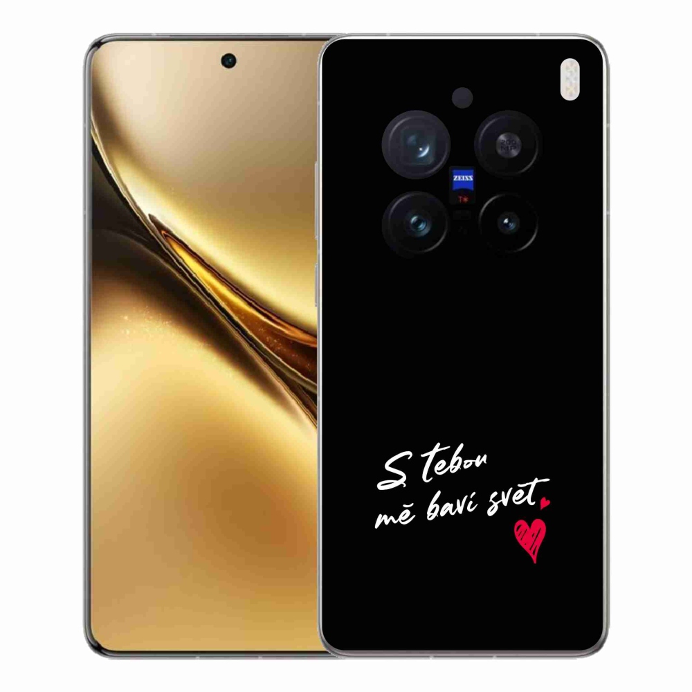 Gélový kryt mmCase na Vivo X200 Pro 5G - zamilovaný text 1 čierne pozadie