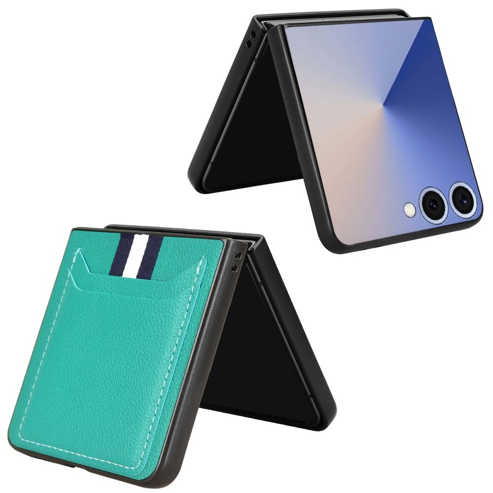 Combi plastový kryt s umelou kožou na Samsung Galaxy Z Flip7 5G - zelený