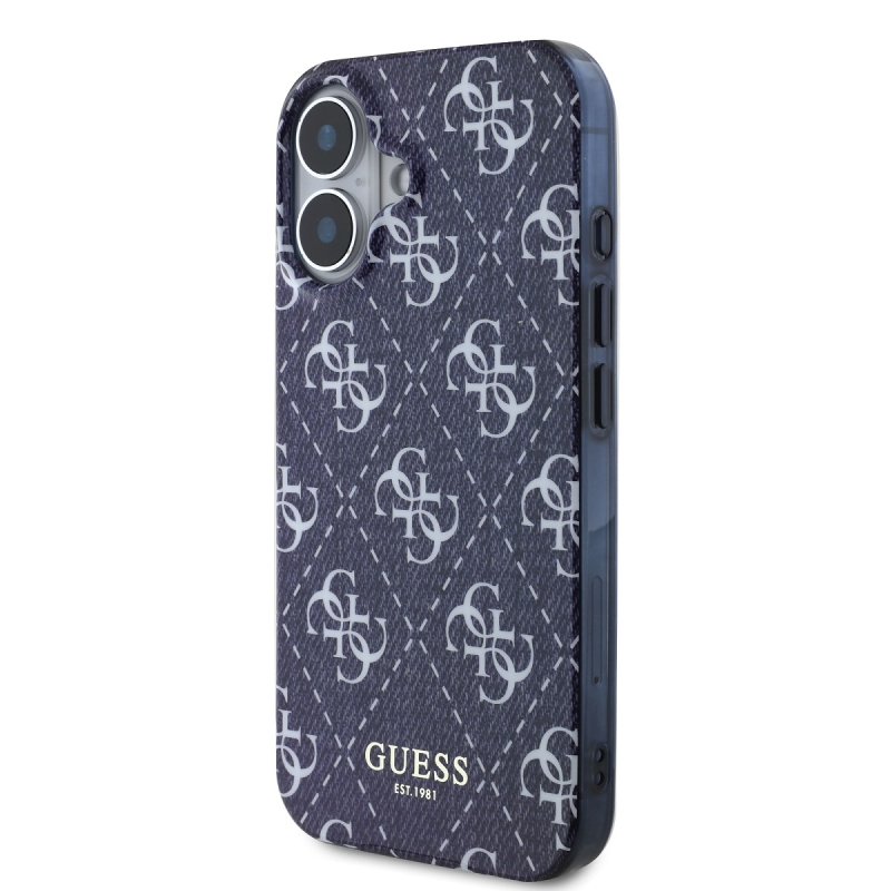 Guess IML Denim Effect MagSafe Zadný Kryt pre iPhone 16 Dark Blue